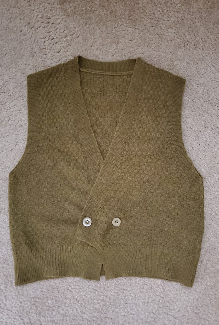 NWOT Classy Olive Green Knit Button-Front Vest